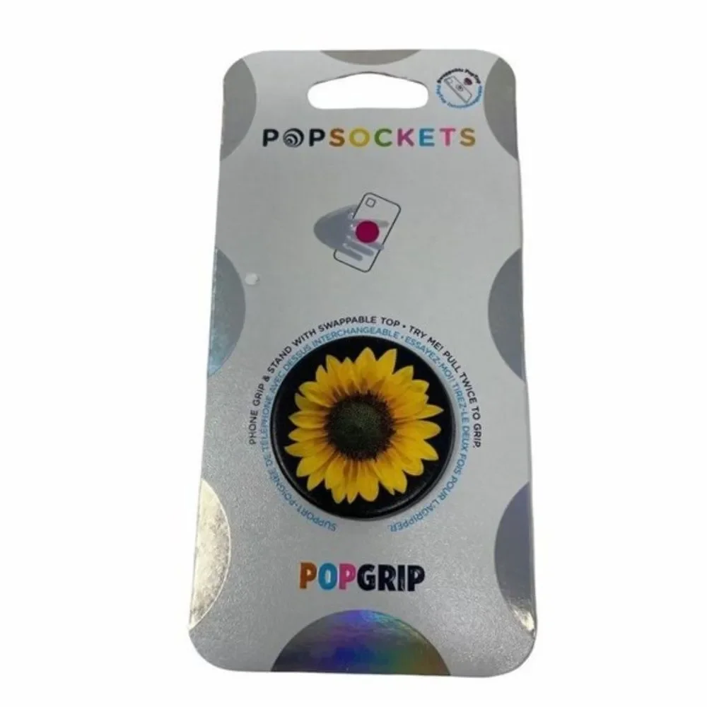 NWT Popsockets Popgrip Black Yellow Seed Money Sunflower Flower New in Package